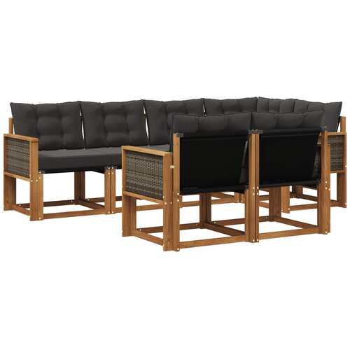 vidaXL Zunanja garnitura za sedenje z blazino 7 pcs Naravna in črna, (5000270622) Cene