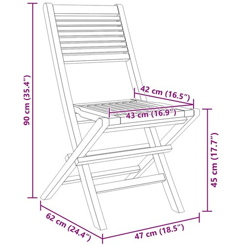  Sklopive vrtne stolice 2 kom 47x62x90 cm od masivne tikovine Slike
