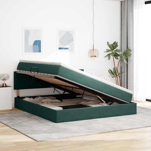  Krevet s od storage s madracem Tamnozelena 160 x 200 cm Bar&amp;scaron;un Slike