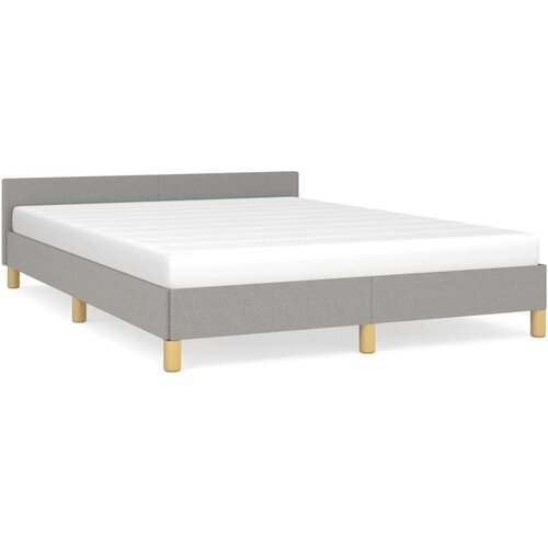 VidaXL Okvir za krevet s uzglavljem svjetlosivi 140x200 cm od tkanine Slike