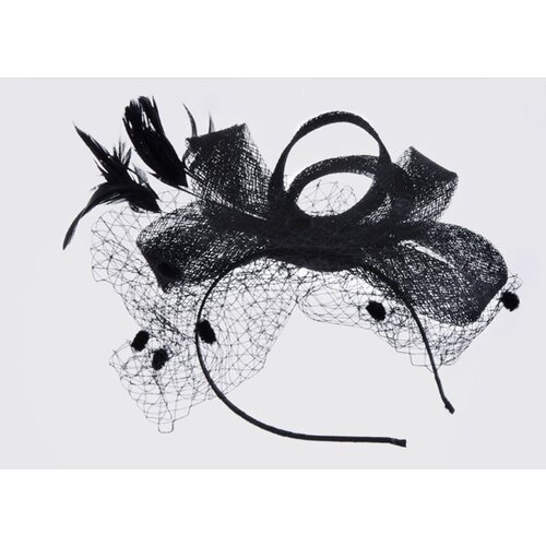 INF Elegantni klobuček s perjem in mrežico Black, (21685610) Slike