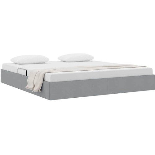 VidaXL Krevet s od storage s pohranom Svjetlosiva 193 x 203 cm Tkanina - Svjetlosiva 193 x 203 cm Slike