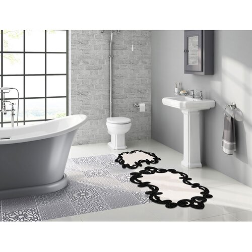 Hanah home set 2 prostirke za kupatilo Crno-Beli Cene