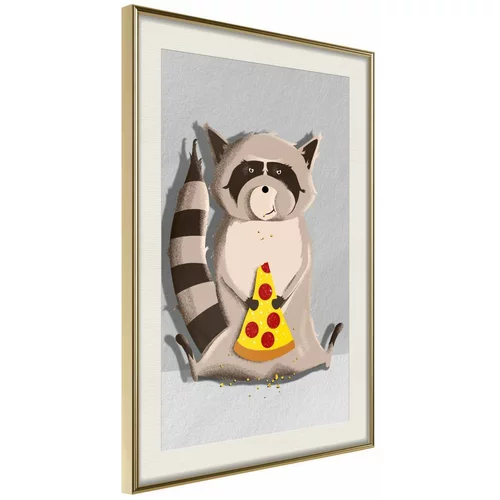  Poster - Racoon Eating Pizza 20x30
