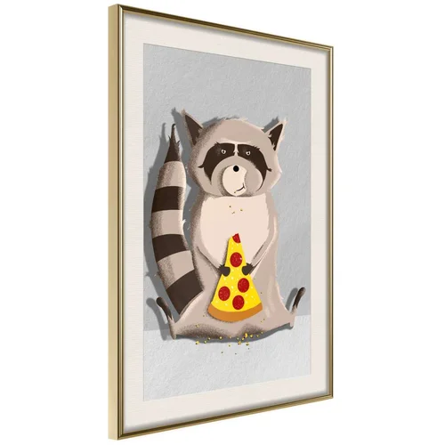  Poster - Racoon Eating Pizza 20x30