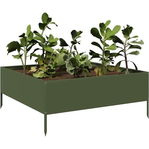 vidaXL Visoka greda olivno zelena 100x100x25 cm jeklo Cene