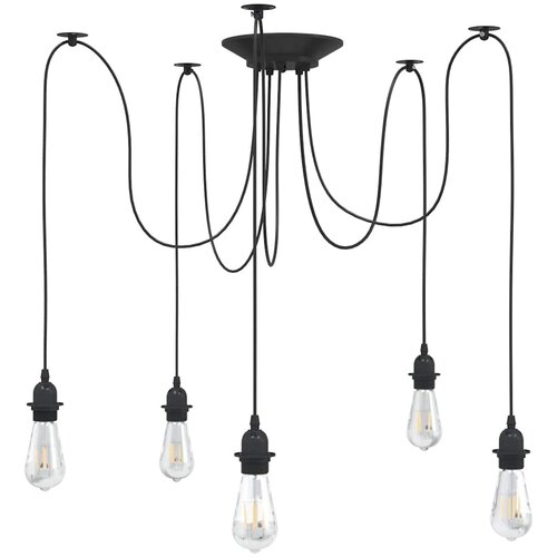 VidaXL Visilica s 5 grla E27 crni metal Slike