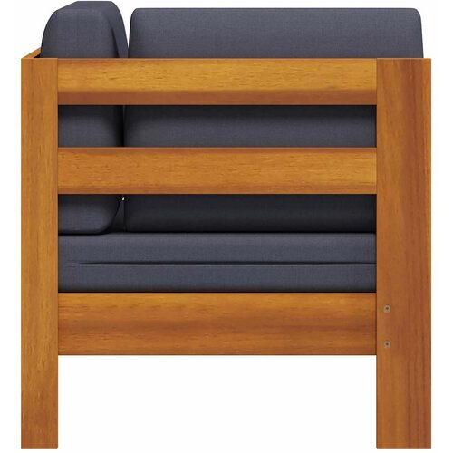  Kutna sofa s tamnosivim jastucima masivno bagremovo drvo Slike