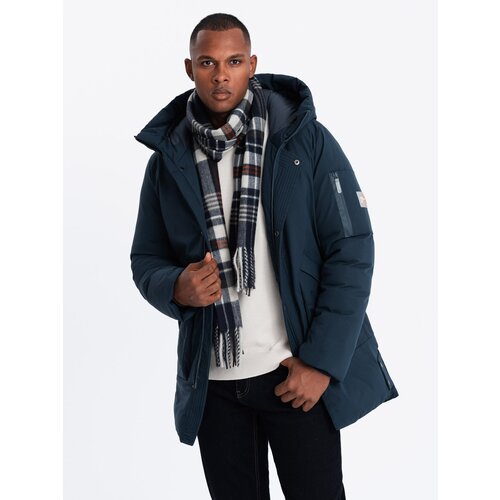 Ombre Men&amp;#039;s long seasonal outdoor style jacket - navy blue Slike