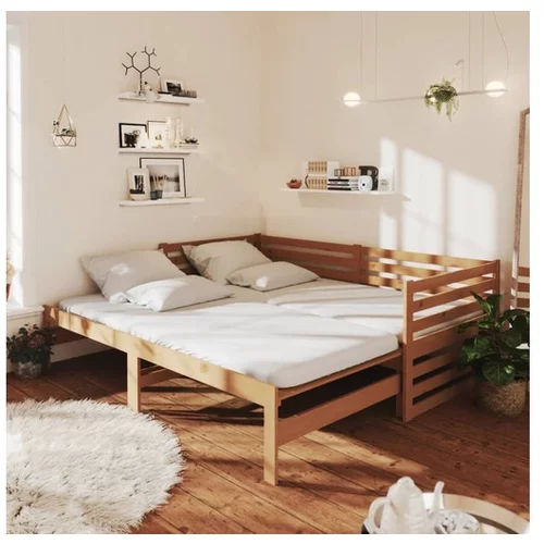  Izvlečna dnevna postelja 2x(90x200) cm medeno rjava borovina