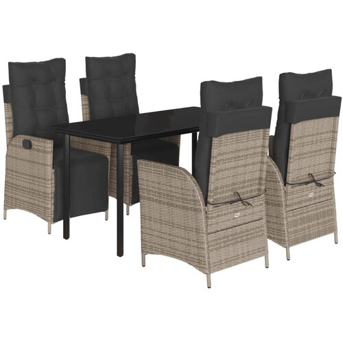  5-dijelni vrtni blagovaonski set sivi od poliratana Siva Dužina stola 140 cm Slike