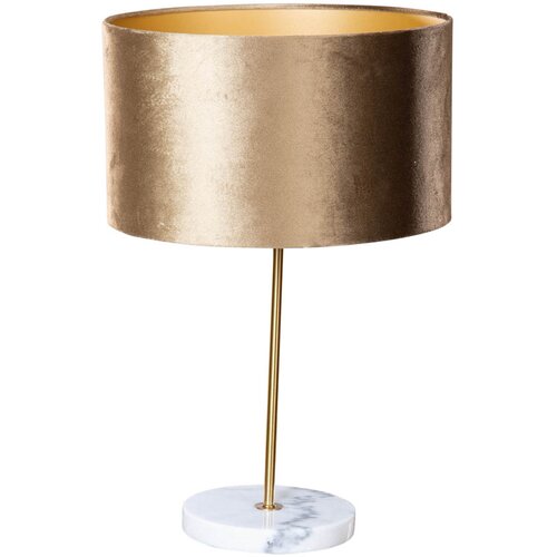 QAZQA Tafellamp messing met velours kap bruin 35cm - Kaso Slike