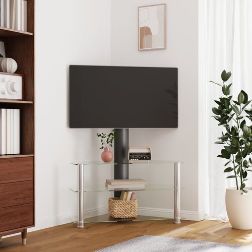 vidaXL Kotno TV stojalo 3-nadstropno za 32-70" črno in srebrno Cene