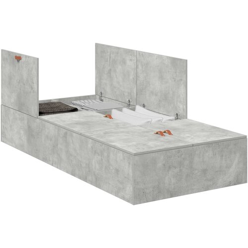 VidaXL Postelja Betonsko siva Beton Enojna Shranjevanje Okvir postelje, (22067428) Slike