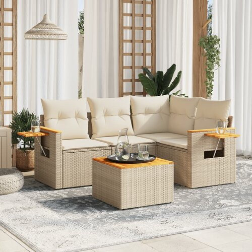 vidaXL 5-dijelni vrtni set sofa s jastucima bež od poliratana Cijene