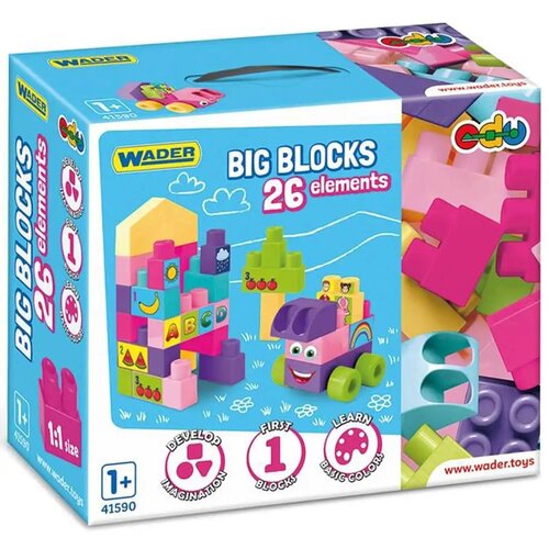 Wader Velik set gradbenih kock roza barve 26 kosov - Cene