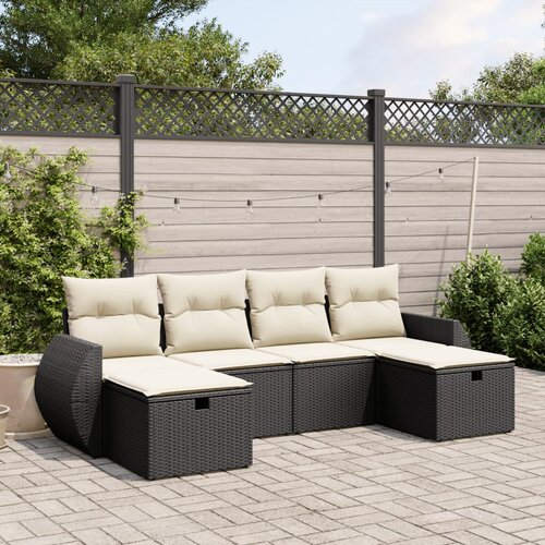 vidaXL 6-dijelni set vrtnih sofa s jastucima crni od poliratana Cijene