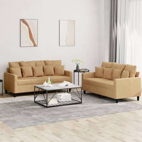  2-dijelni set sofa s jastucima smeđi baršunasti Cijene