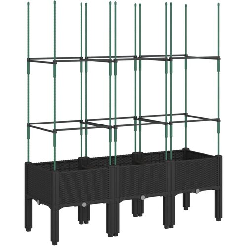 Maison Chic Cvetlično korito - Cvetlični Lonec z oporno mrežo črno 120x40x142,5 cm PP, (21790573) Slike