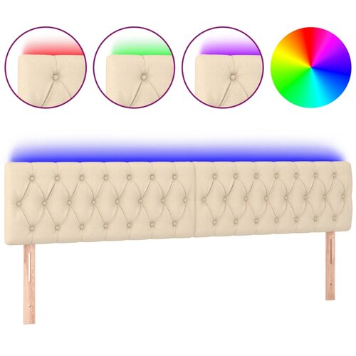  LED uzglavlje krem 180 x 7 x 78/88 cm od tkanine Slike
