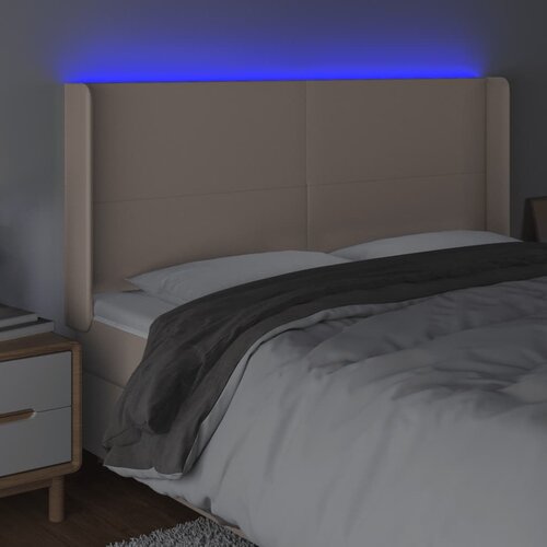  LED uzglavlje boja cappuccina 183x16x118/128cm od umjetna koža Slike