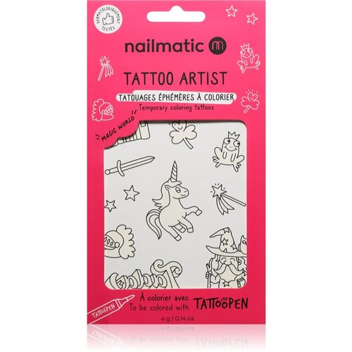 Nailmatic Tattoo Artist Temporary Coloring Tattoos tetovaža za djecu 3 y+ Magic World 9x16,3 cm Slike