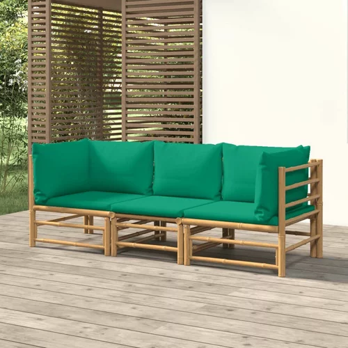  sedežna garnitura 3-delna z zelenimi blazinami bambus