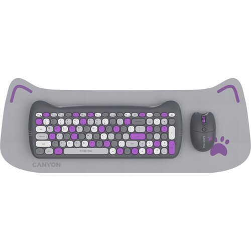 Canyon HSET-W6 EN/AD Keyboard+Mouse Kitty Edition AAA+АА Wireless Violet Cijene