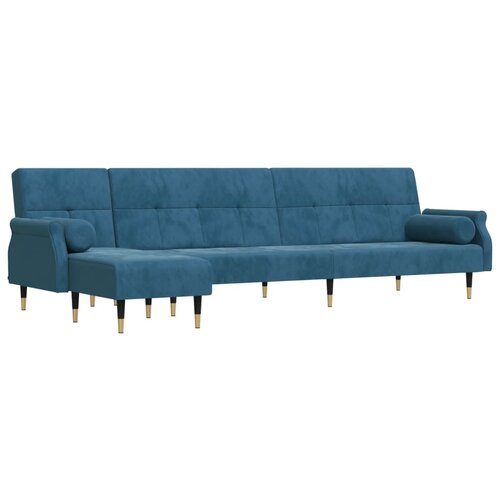 Maison Chic Raztegljiv kavč - Raztegljivi divan L oblike moder 271x140x70 cm žamet, (21729322) Slike