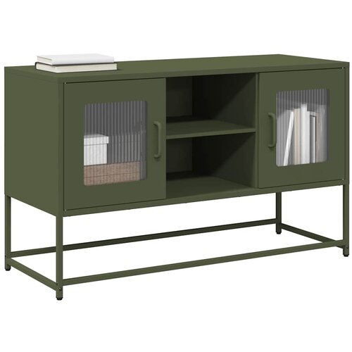 VidaXL TV omarica olivno zelena 100,5x39x60,5 cm jeklo Slike