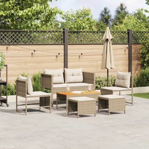 VidaXL Zunanji sofa set Bež in krem Ratan in tkanina Srednje Trajno Slike