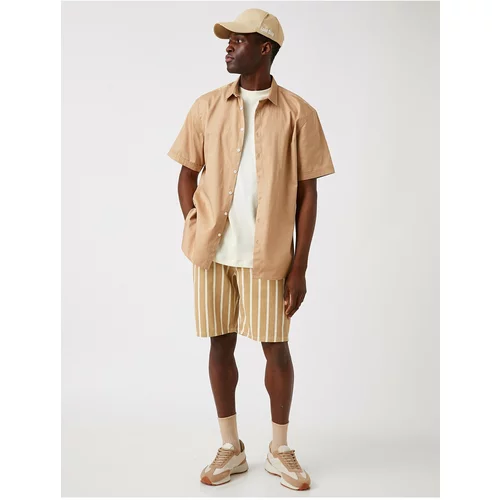 Koton Striped Denim Shorts With Pocket
