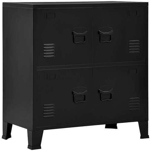  Industrijski sanduk za pohranu crni 75 x 40 x 80 cm čelični Slike