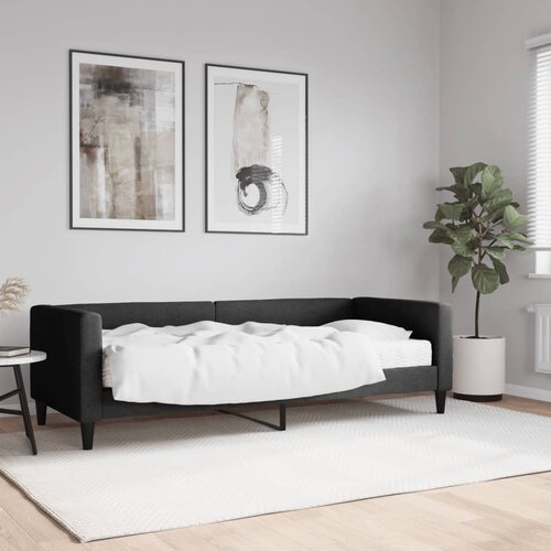 VidaXL Dnevni krevet s madracem crni 80 x 200 cm od tkanine Slike