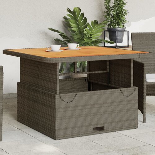 VidaXL Vrtni stol sivi 110 x 110 x 71 cm poliratan i bagremovo drvo Slike