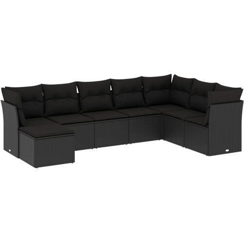 Maison Chic Seti vrtnega pohištva - Vrtna garnitura - Vrtni pohištvo set 8-delna z blazinami črn poli ratan, (21800430) Cene