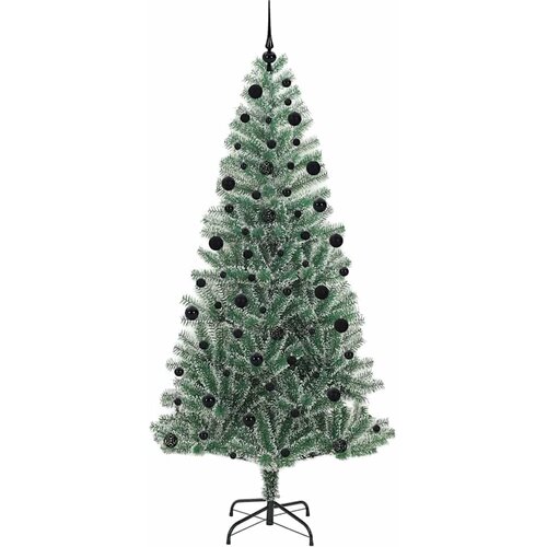  Umjetno Božićno Drvo s Snježnim Flokom i LED Svjetlom 210 cm Slike
