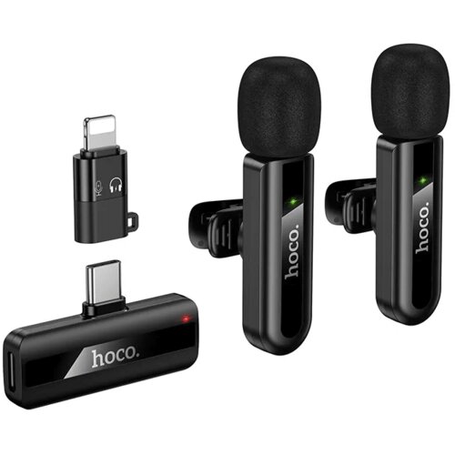 hoco. Bežični mikrofon L20A USB-C / Lightning 2 komada crni Cijene
