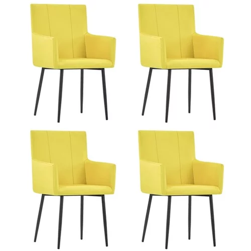  Jedilni stoli z naslonjali za roke 4 kosi rumeno blago