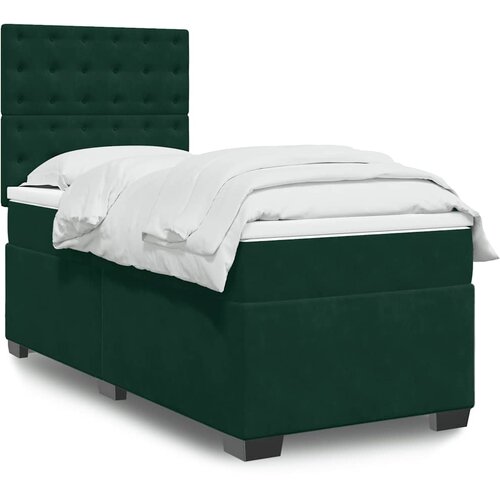 Box spring krevet s madracem tamnozeleni 90x190 cm bar&amp;scaron;unasti Slike