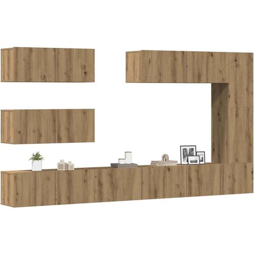  7-dijelni zidni TV ormarić Artisan hrast izrađen od drva Cijene