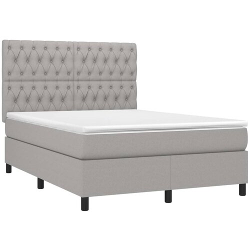  Krevet box spring s madracem svjetlosivi 140x200 cm od tkanine Slike