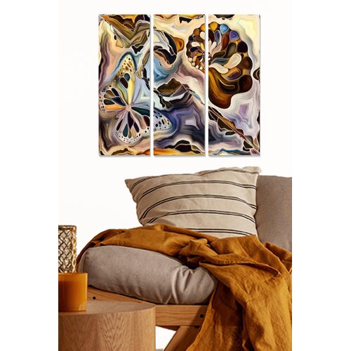 Wallity MDF1302490105 Multicolor Decorative MDF Painting (3 Pieces) Cene