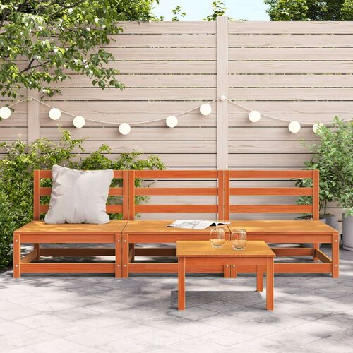 VidaXL Vrtne sofe bez naslona za ruke 3 kom smeđe 70x70x67cm borovina Slike