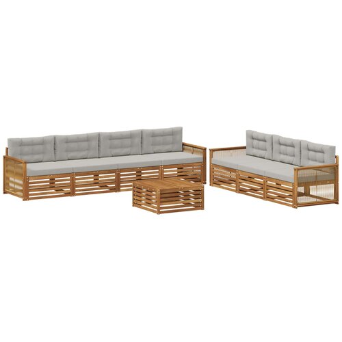 vidaXL Zunanja garnitura za sedenje 8 pcs Naravna in svetlo siva, (5000281891) Cene