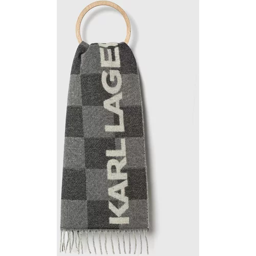 Karl Lagerfeld Kratki vuneni šal boja: siva, s uzorkom