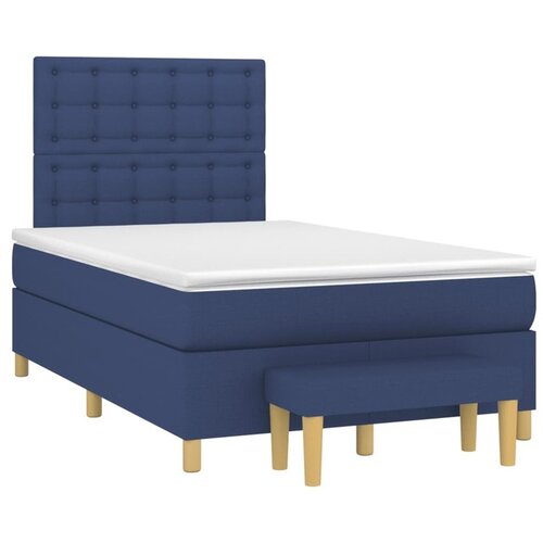 VidaXL Box spring postelja z vzmetnico modra 120x190 cm blago Slike