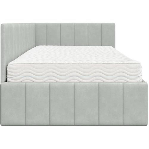  Kutni krevetni okvir s madracem 2 kom. Svjetlosiva 90 x 190 cm Slike