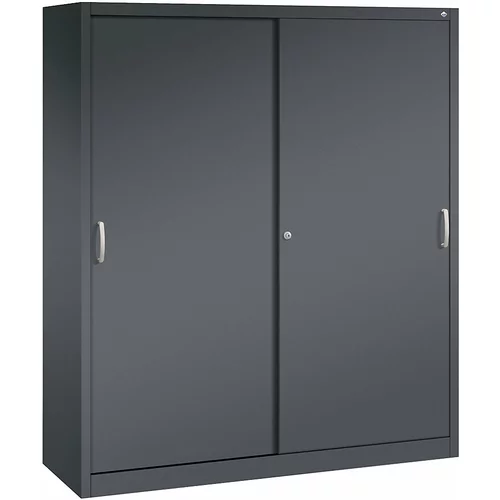 C+P ACURADO omara z drsnimi vrati, 12 nihajnih vodil, VxŠxG 1950 x 1600 x 500 mm, črno sive barve