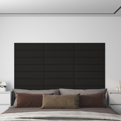 VidaXL Stenski paneli 12 kosov črni 60x15 cm blago 1,08 m&amp;sup2; Slike